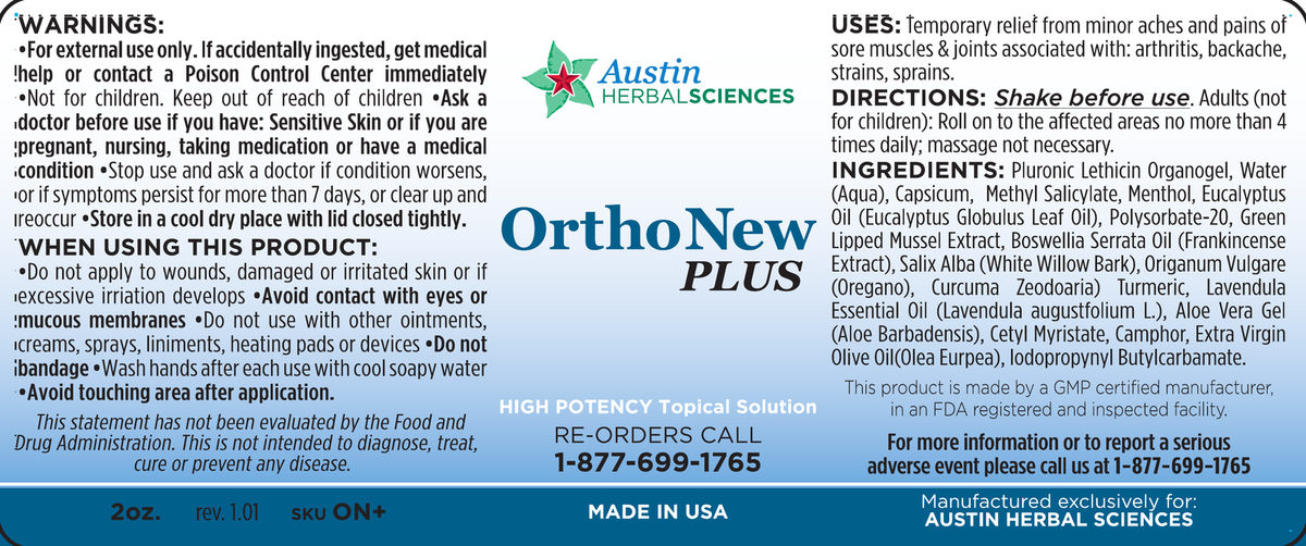OrthoNew PLUS full product label